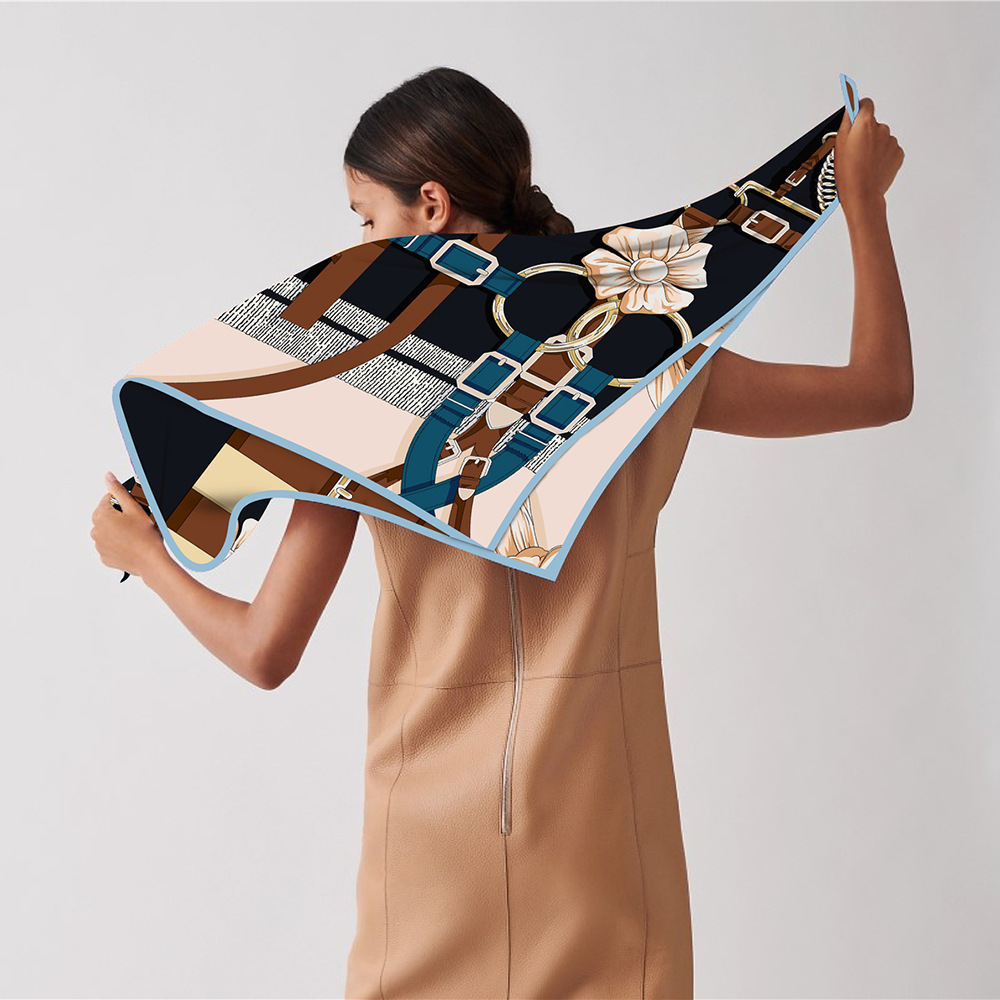 90 سنتيمتر تصميم جديد حزام حك  - مراجعة Scarf Silk Square وسعره